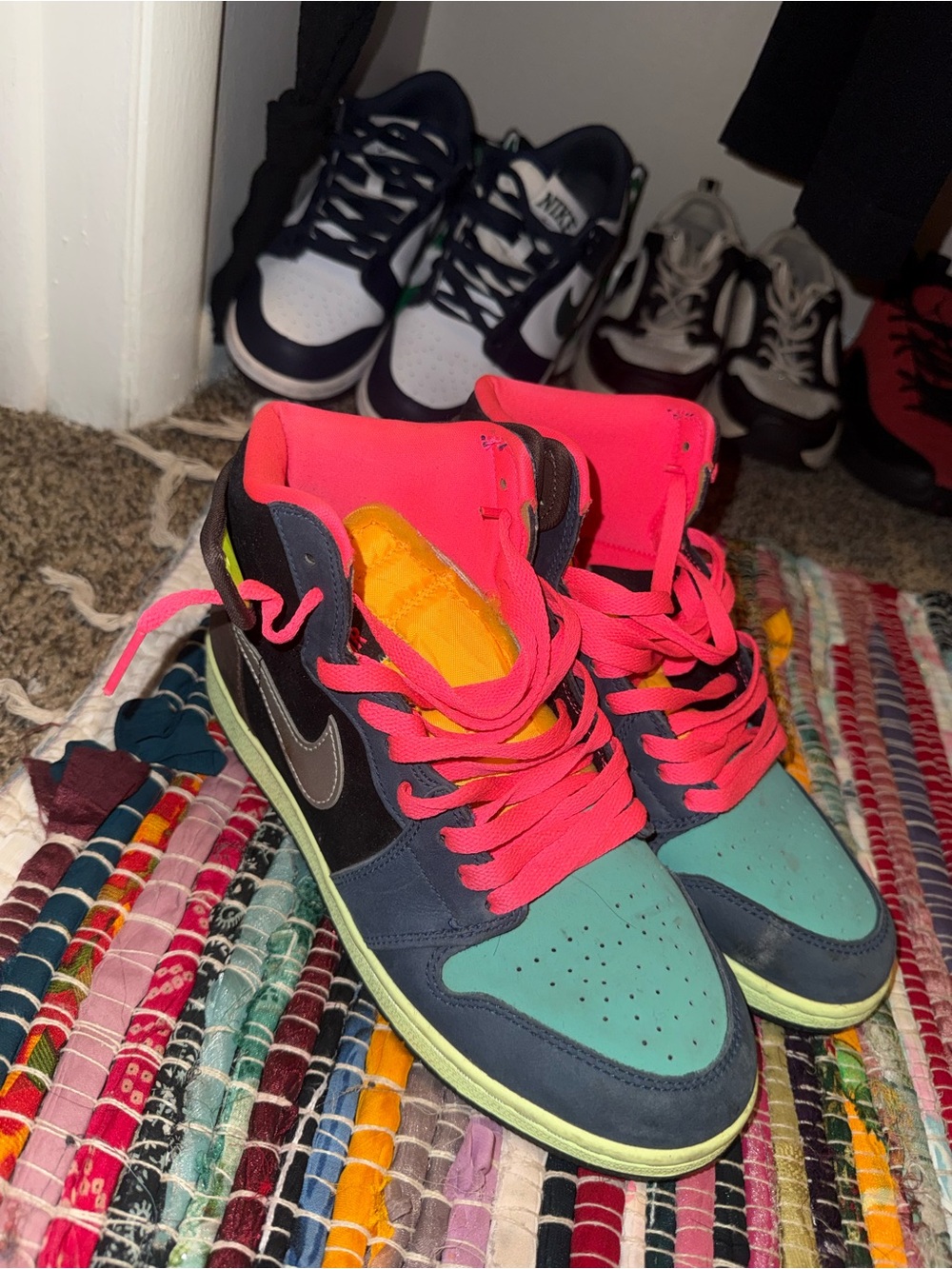 Nike Women’s High-Top Sneakers — Teal, Neon Pink & Yellow Accents